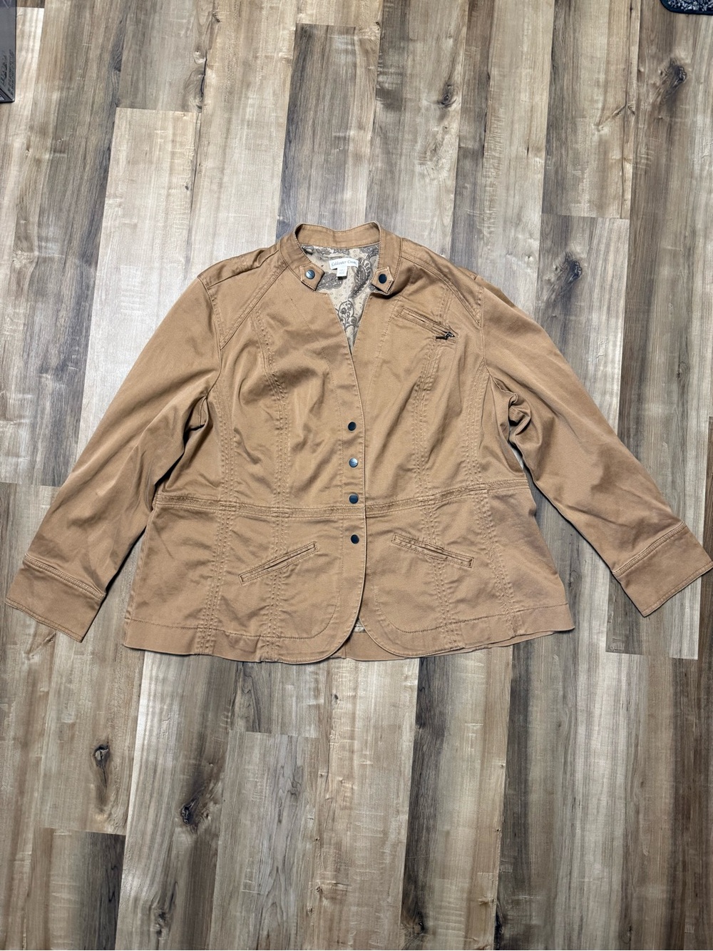 Cold water Creek Cotton-Blend Tan Utility Jacket for Women Size 24